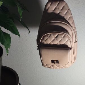 Elegant Quilted Tan Crossbody Bag